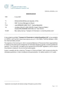 E-learning  “Transport of Chemicals in Limited Quantities (LQ)”